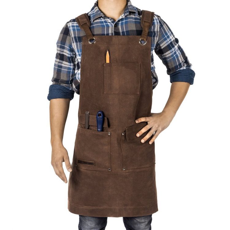 Waxed Canvas Heavy Duty Shop Apron with Adjustable Pockets