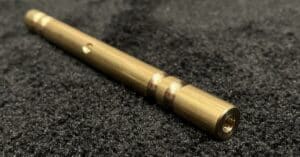 Crossbow Riser Rod Close-up on Nexturn SA-20B 7-Axis Swiss Lathe