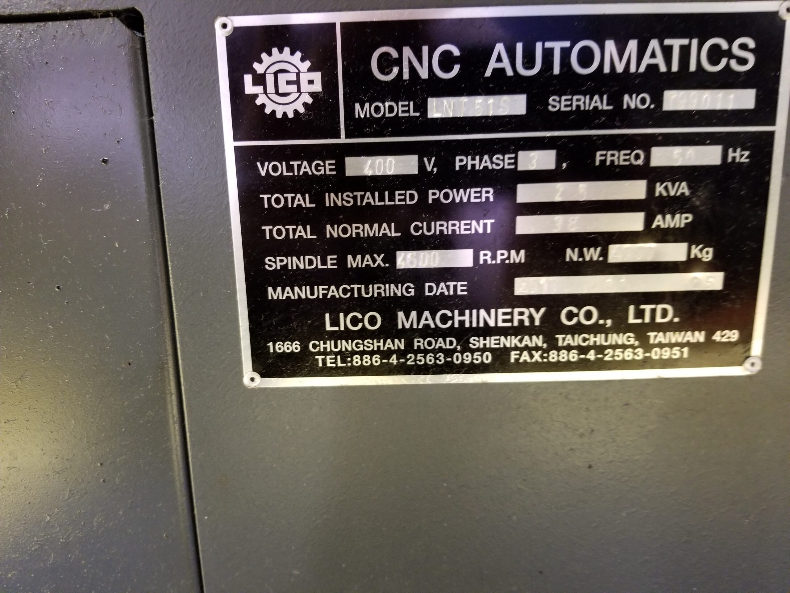 Lico Cnc Automatics Serial Tag